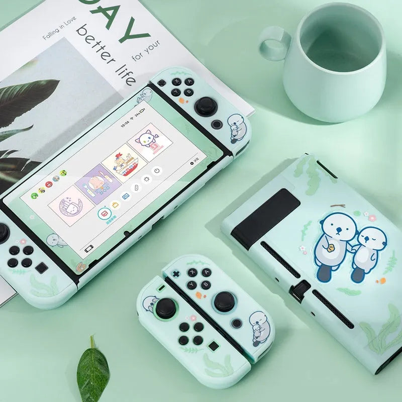 Sea Otter silicone protective case with back grip housing for Nintendo Switch Lite controller