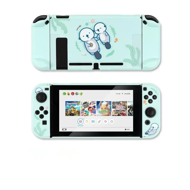 Sea Otter silicone protective case with back grip housing for Nintendo Switch Lite controller