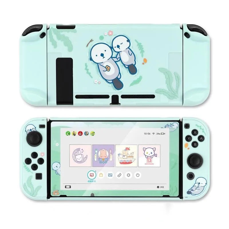 Sea Otter silicone protective case with back grip housing for Nintendo Switch Lite controller