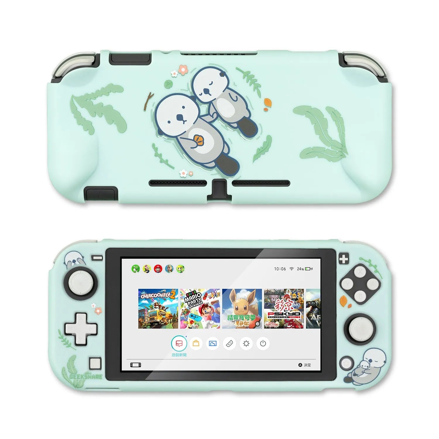 Sea Otter silicone protective case with back grip housing for Nintendo Switch Lite controller