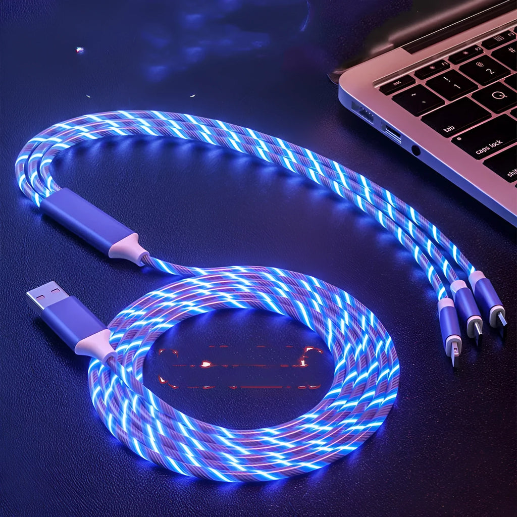 1.25-metre USB one-for-three streamer data cable in colourful marquee design with three connector branches