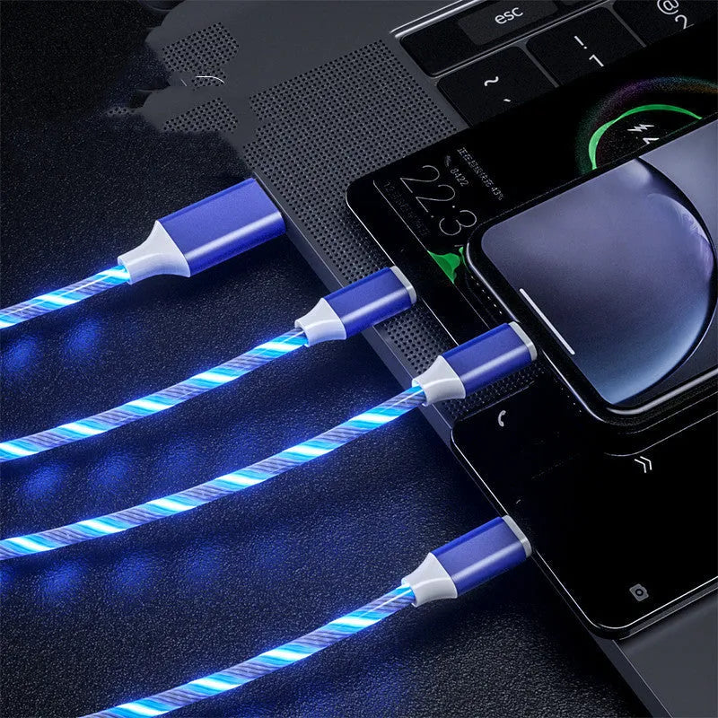 1.25-metre USB one-for-three streamer data cable in colourful marquee design with three connector branches