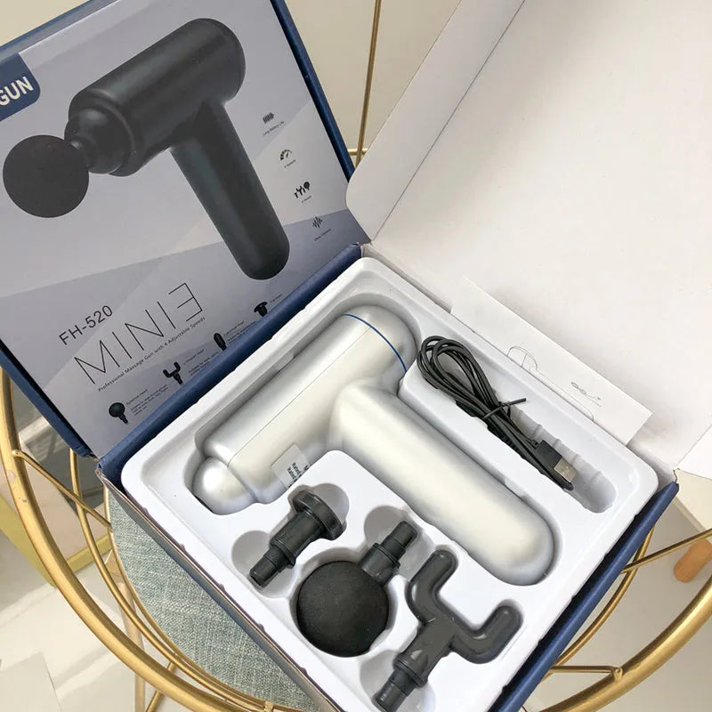 God fascia gun handheld muscle massager in black red white colours with USB charging