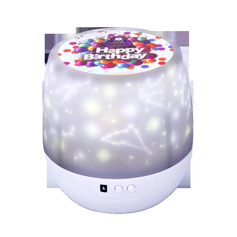 Starry sky projector showing cosmic constellation projection patterns with plastic housing