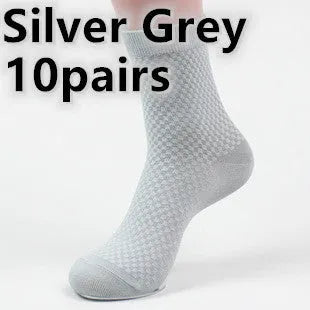 Men's bamboo fibre sock in small square pattern, shown in navy blue colour