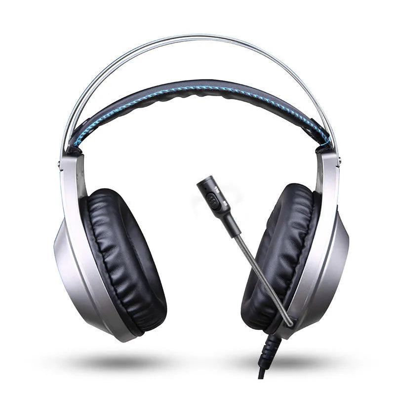 Black wired computer headset with USB plug and built-in microphone for PC use