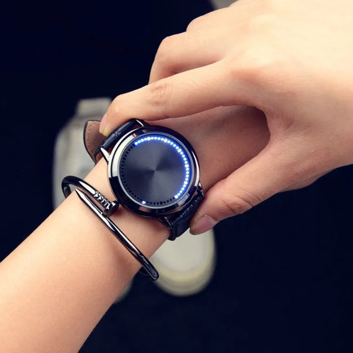 Electronic digital watch with blue light display available in black or white casual style