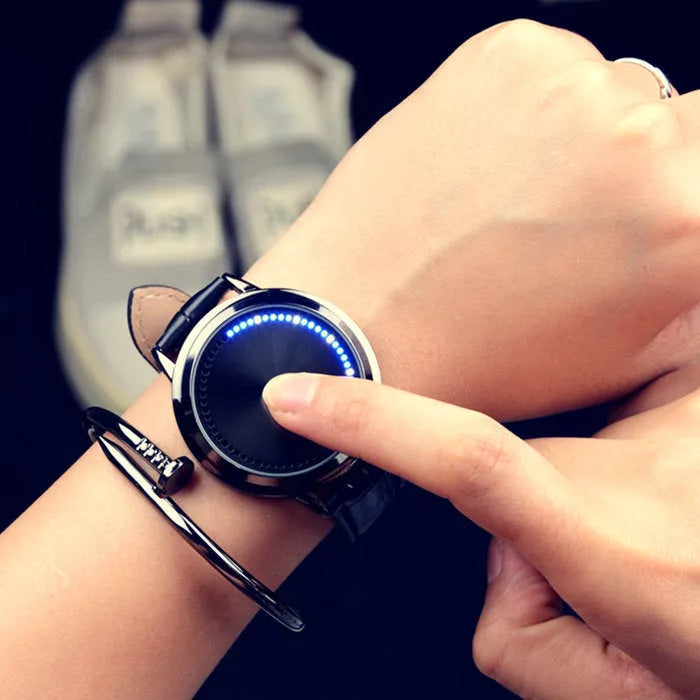 Electronic digital watch with blue light display available in black or white casual style