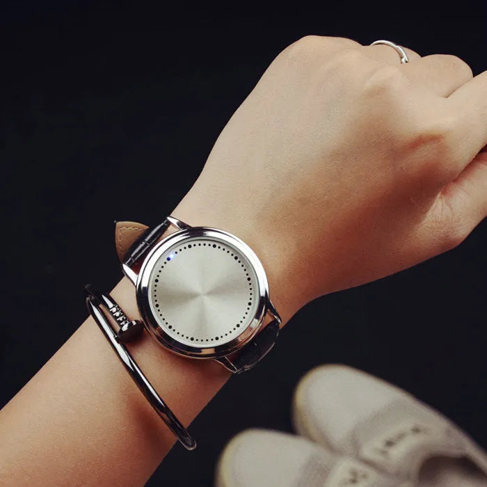 Electronic digital watch with blue light display available in black or white casual style