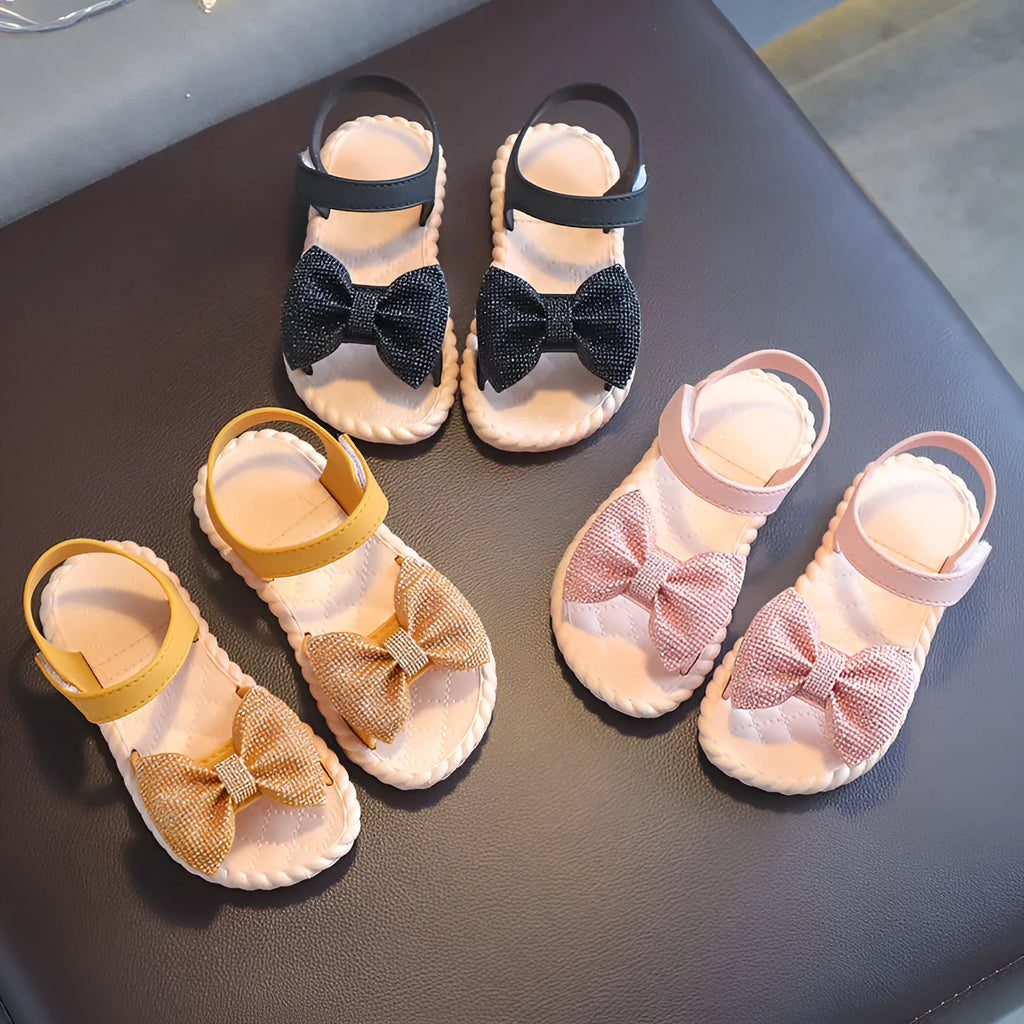 Girls princess beach open-toed sandals with Velcro, artificial leather upper, pink colour option