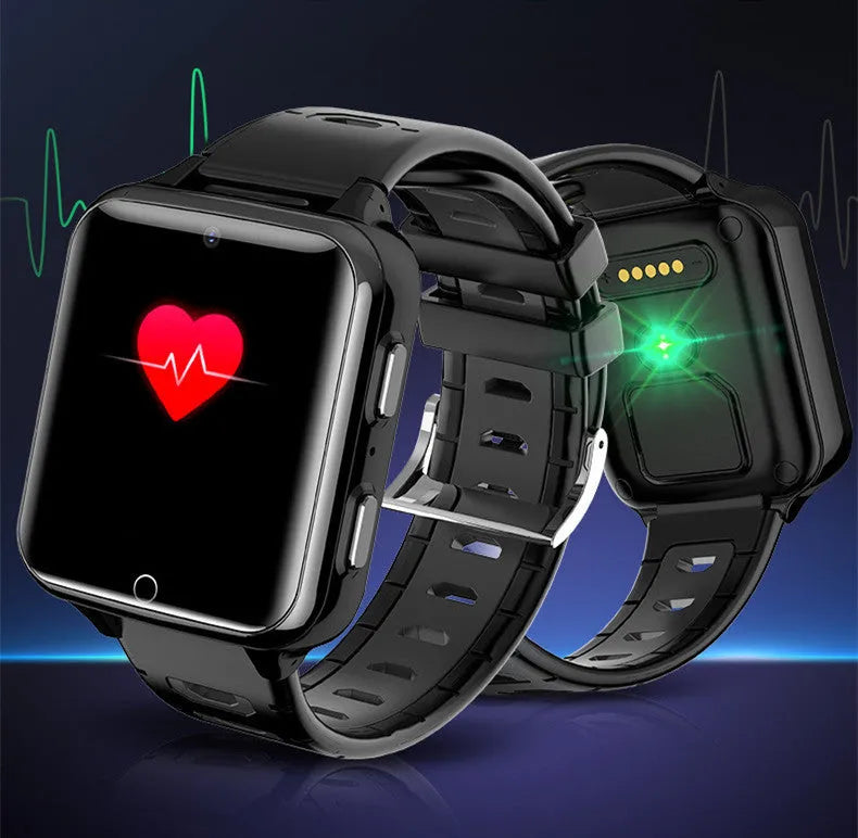 Children's smart sports learning watch with touchscreen and silicone strap in black, blue, or pink.