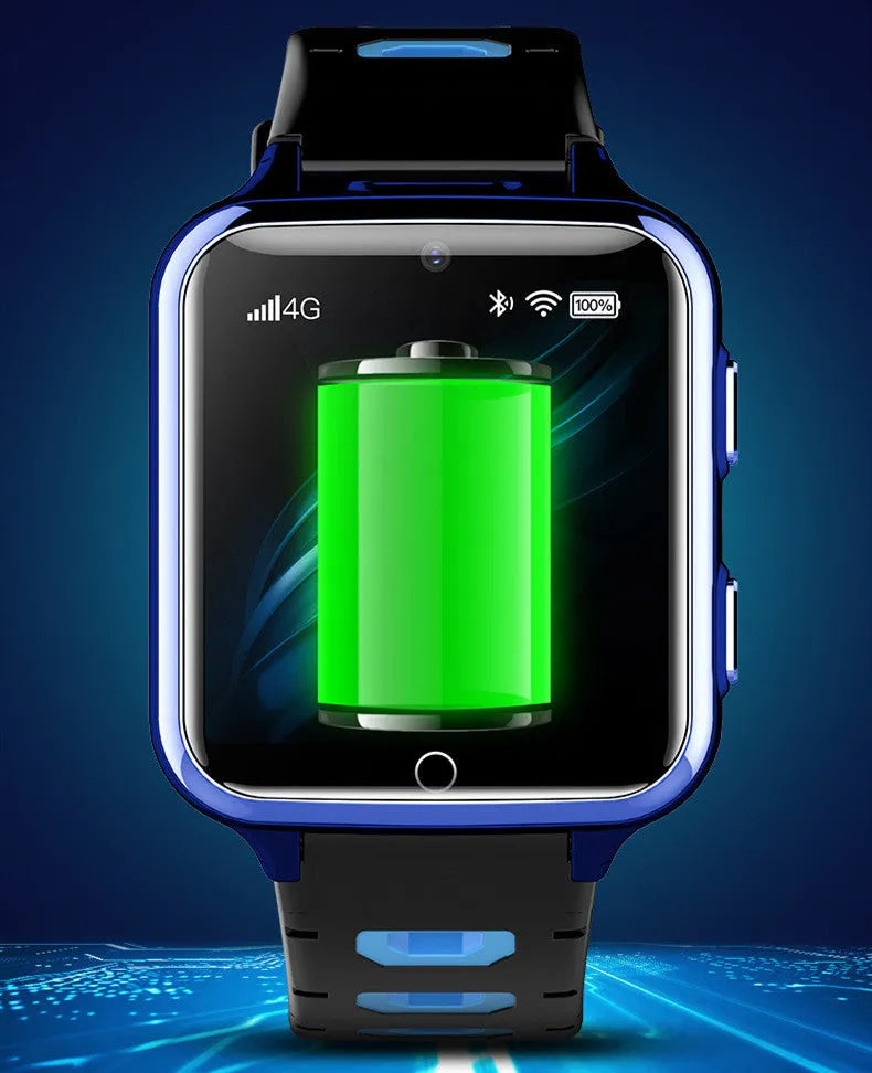 Children's smart sports learning watch with touchscreen and silicone strap in black, blue, or pink.