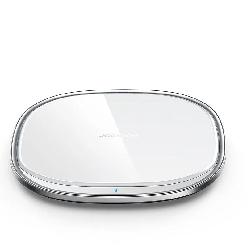 15W wireless charger with zinc alloy body and glass top in black or white
