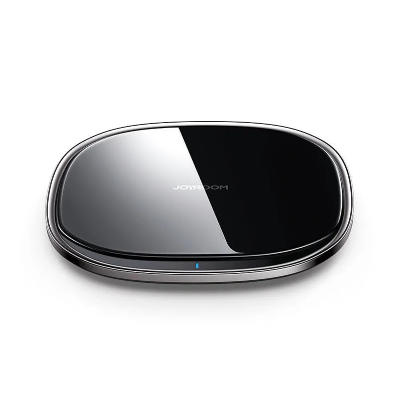 15W wireless charger with zinc alloy body and glass top in black or white