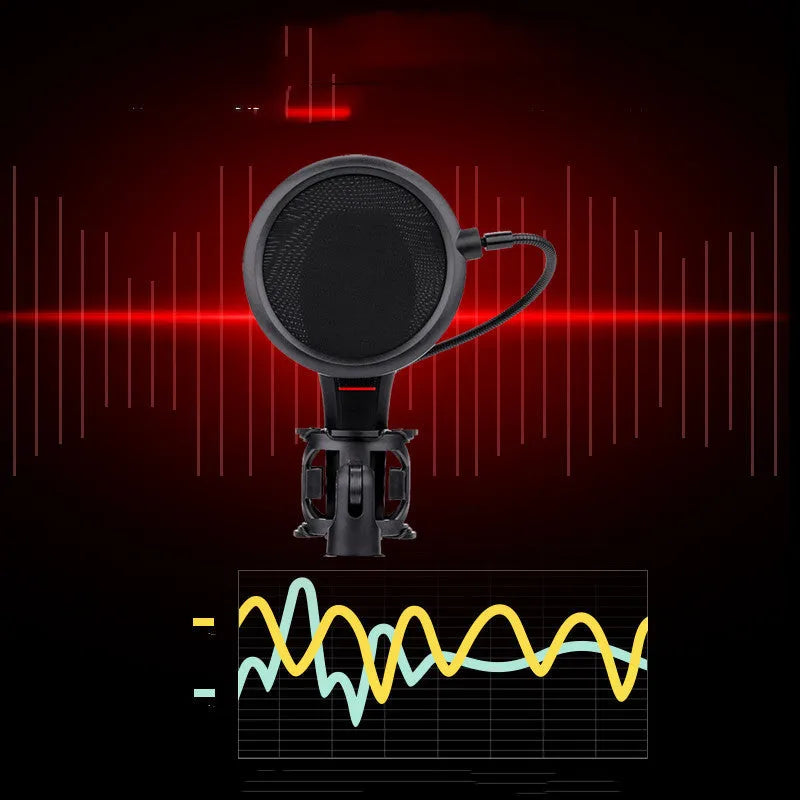 Black wired USB live broadcast microphone for game anchors and streaming.