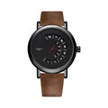 Men's turntable-design waterproof watch with metal case and analogue-digital display on a strap.