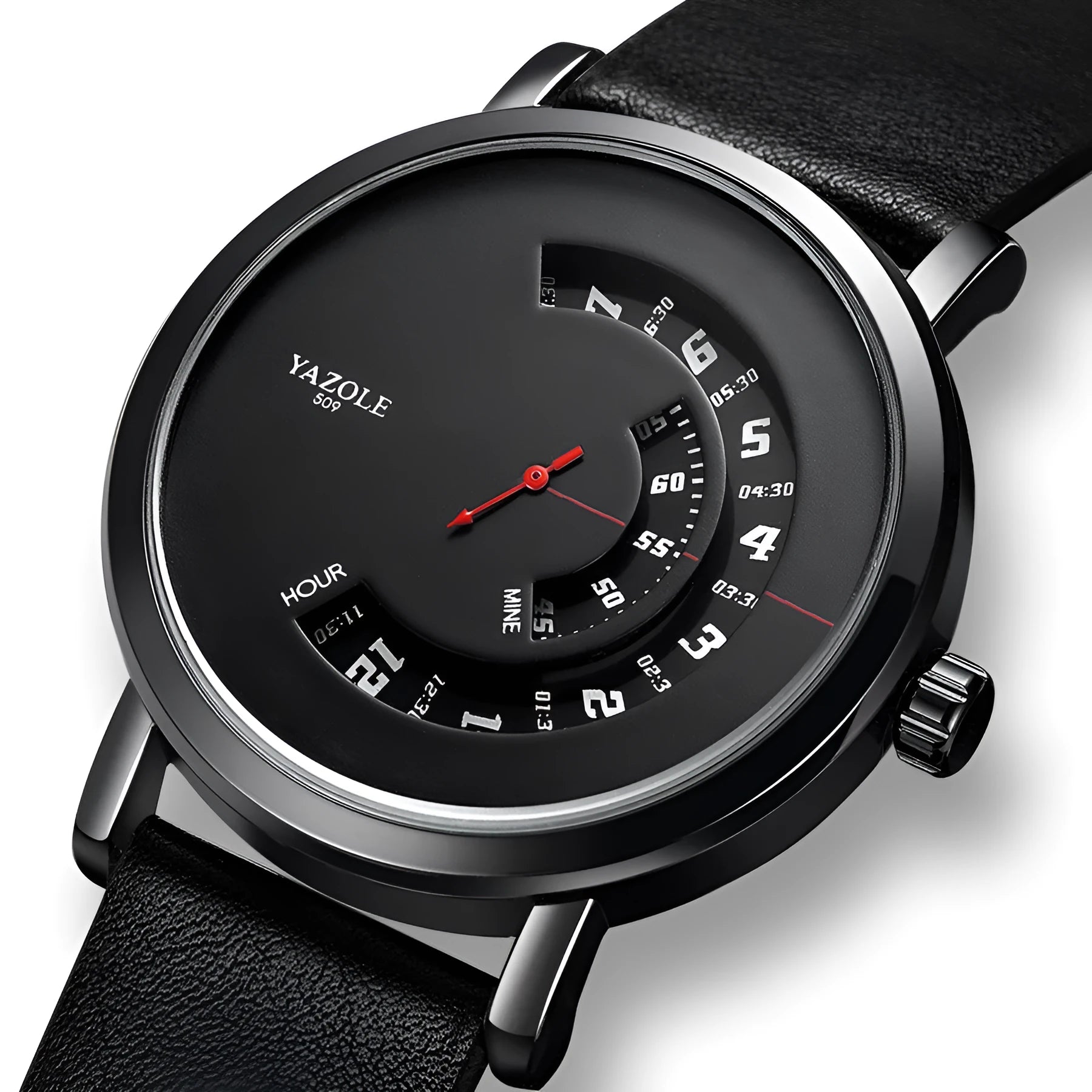 Men's turntable-design waterproof watch with metal case and analogue-digital display on a strap.