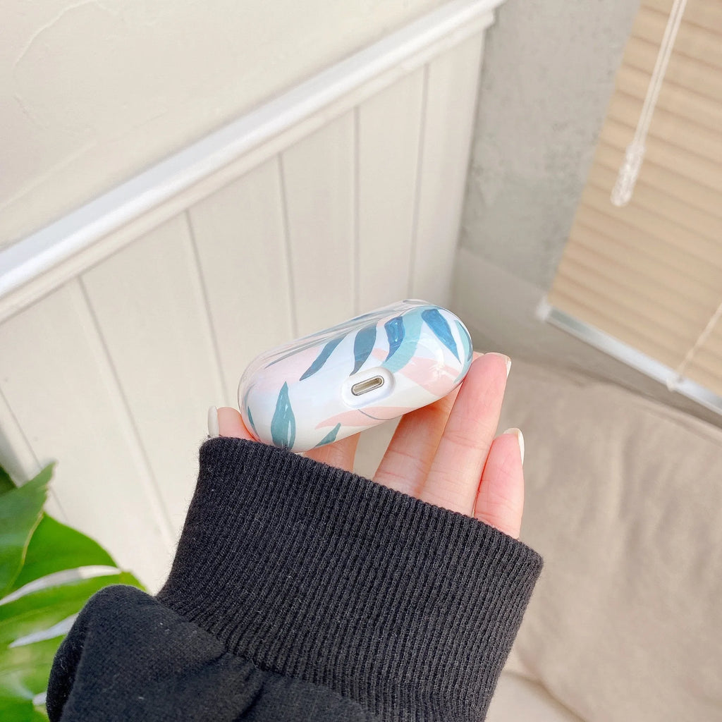 Soft TPU AirPods case with green banana leaf design for AirPods Pro