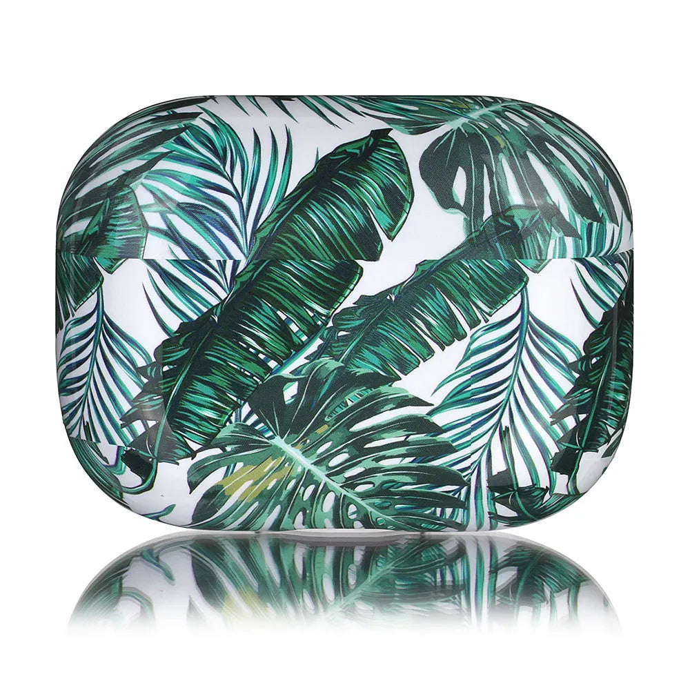 Soft TPU AirPods case with green banana leaf design for AirPods Pro