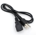 Black US plug power cord with three-pin connector and 1.2 metre cable length