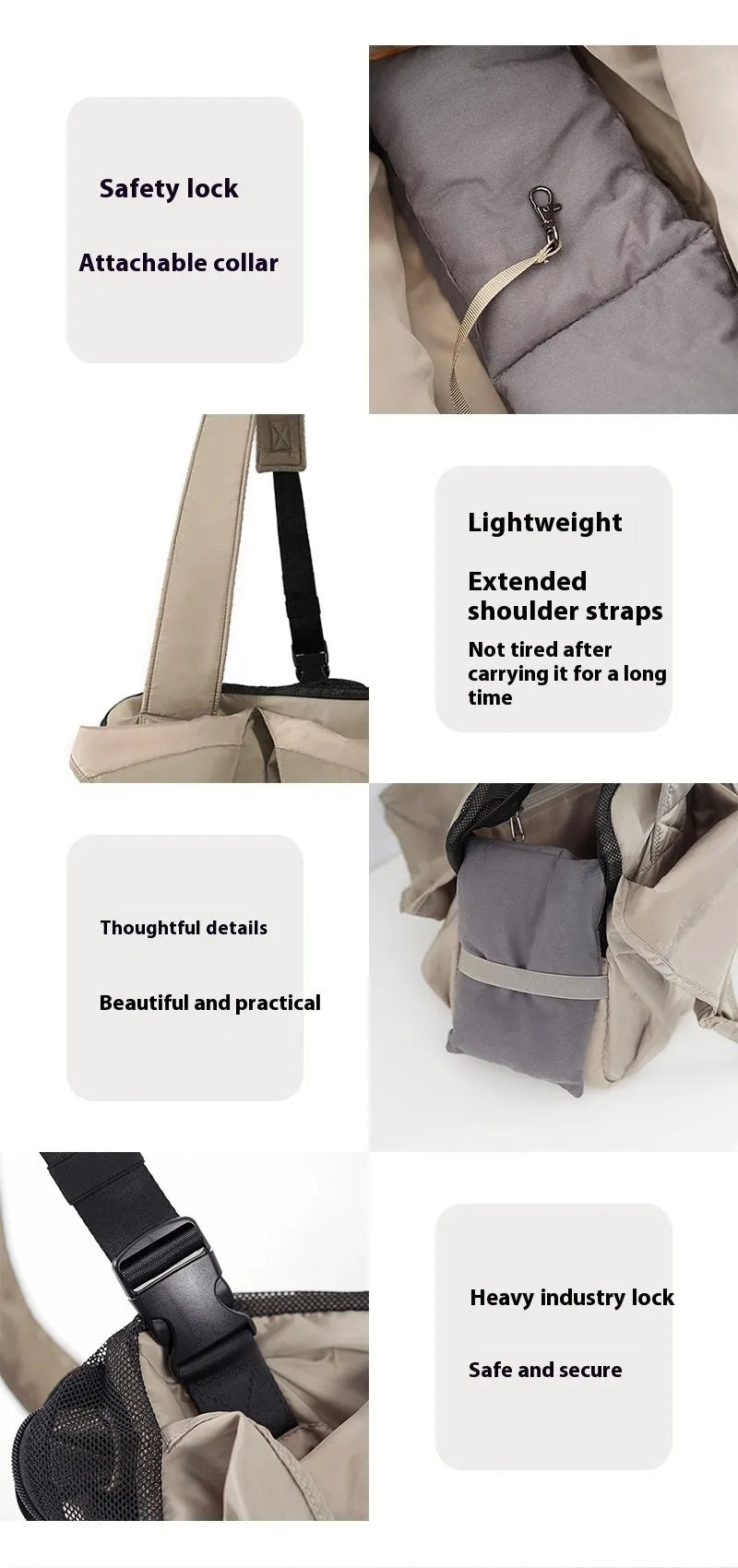 Apricot colour cloth pet carrier handbag with breathable mesh for a cat or small dog.