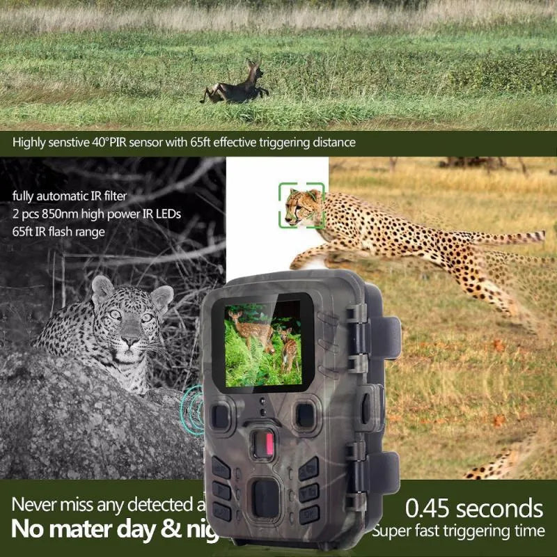 Black monitoring infrared night vision device with 12 megapixel sensor and TF card slot