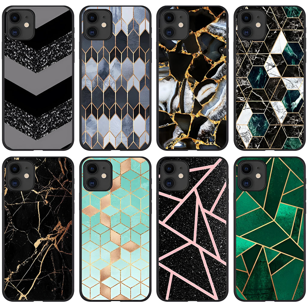 Marble pattern iPhone case with TPU PC waterproof drop-resistant back cover