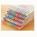 100 colour gel pen set with highlighter pens showing dual-tip sizes of 0.5mm and 1mm