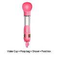Portable 3-in-1 dog water bottle with leak-proof design, poop bag dispenser, and treat holder in aquamarine colour