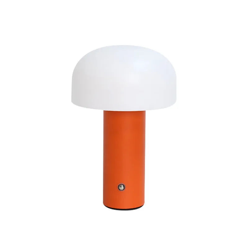 USB-powered table lamp in black, white, orange, or green, functioning as an ambient light and device charger.
