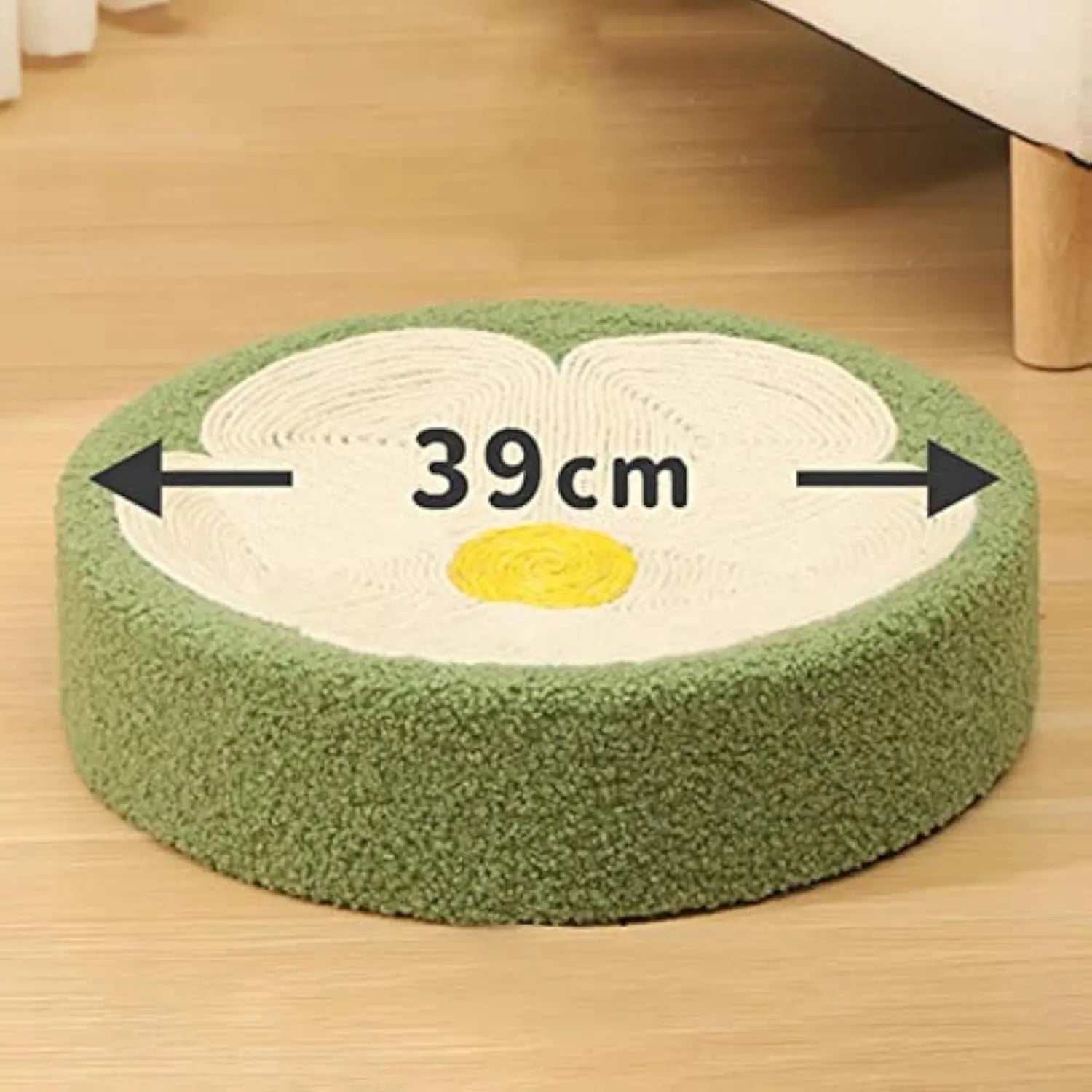 Green circular sisal cat scratcher bowl lounge bed with 39cm diameter
