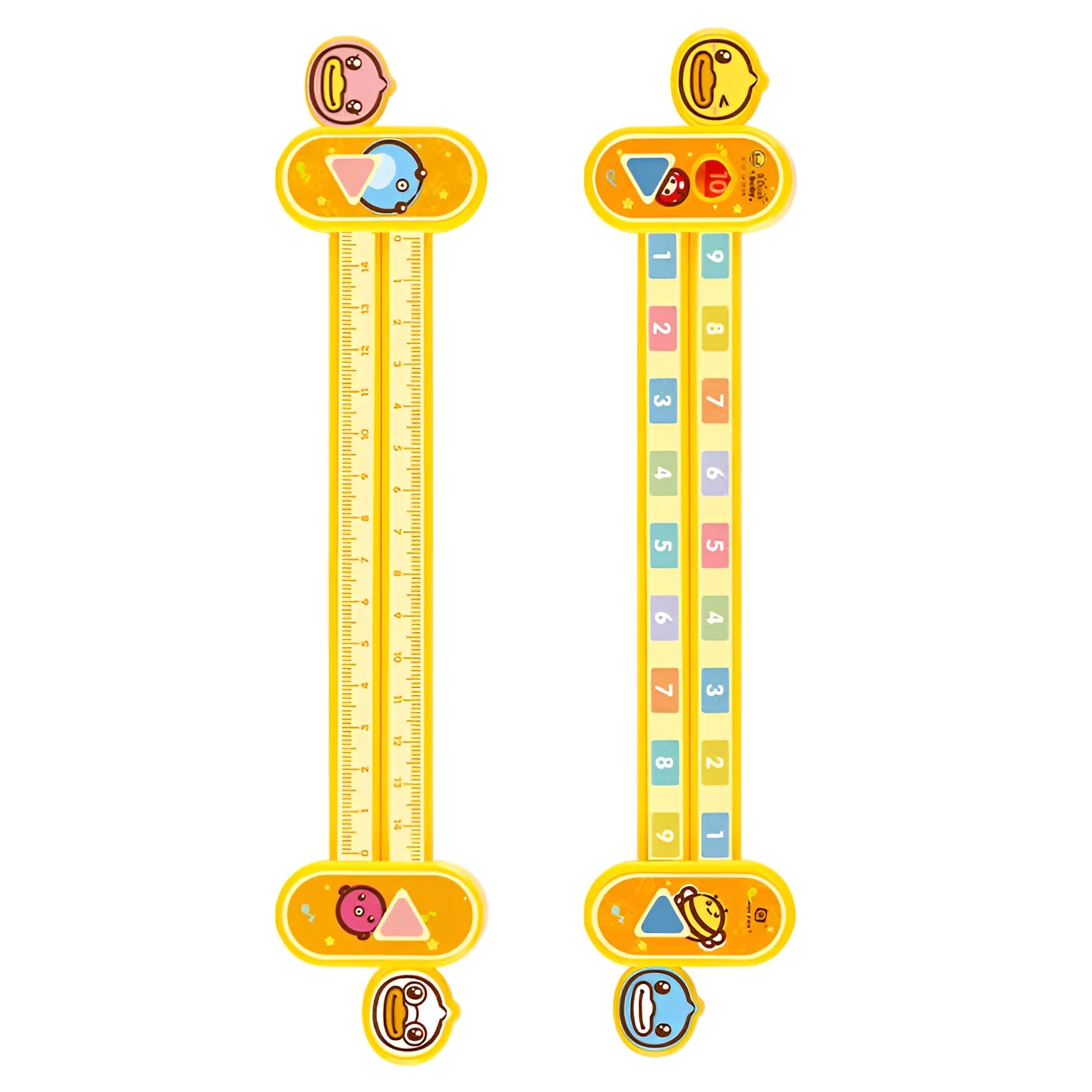 Yellow plastic children's digital decomposition ruler for maths learning, 24.5cm long