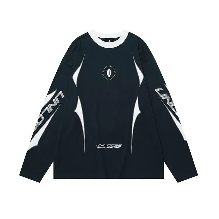 Grey cotton men's pullover with drop shoulder sleeves and front letter pattern