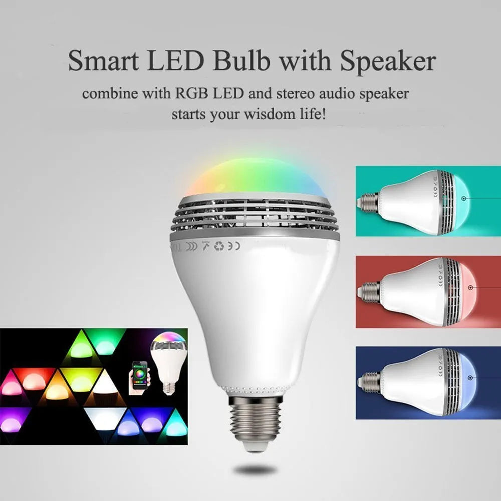 Creative Home white E27 smart bulb with integrated Bluetooth speaker, 100mm diameter.