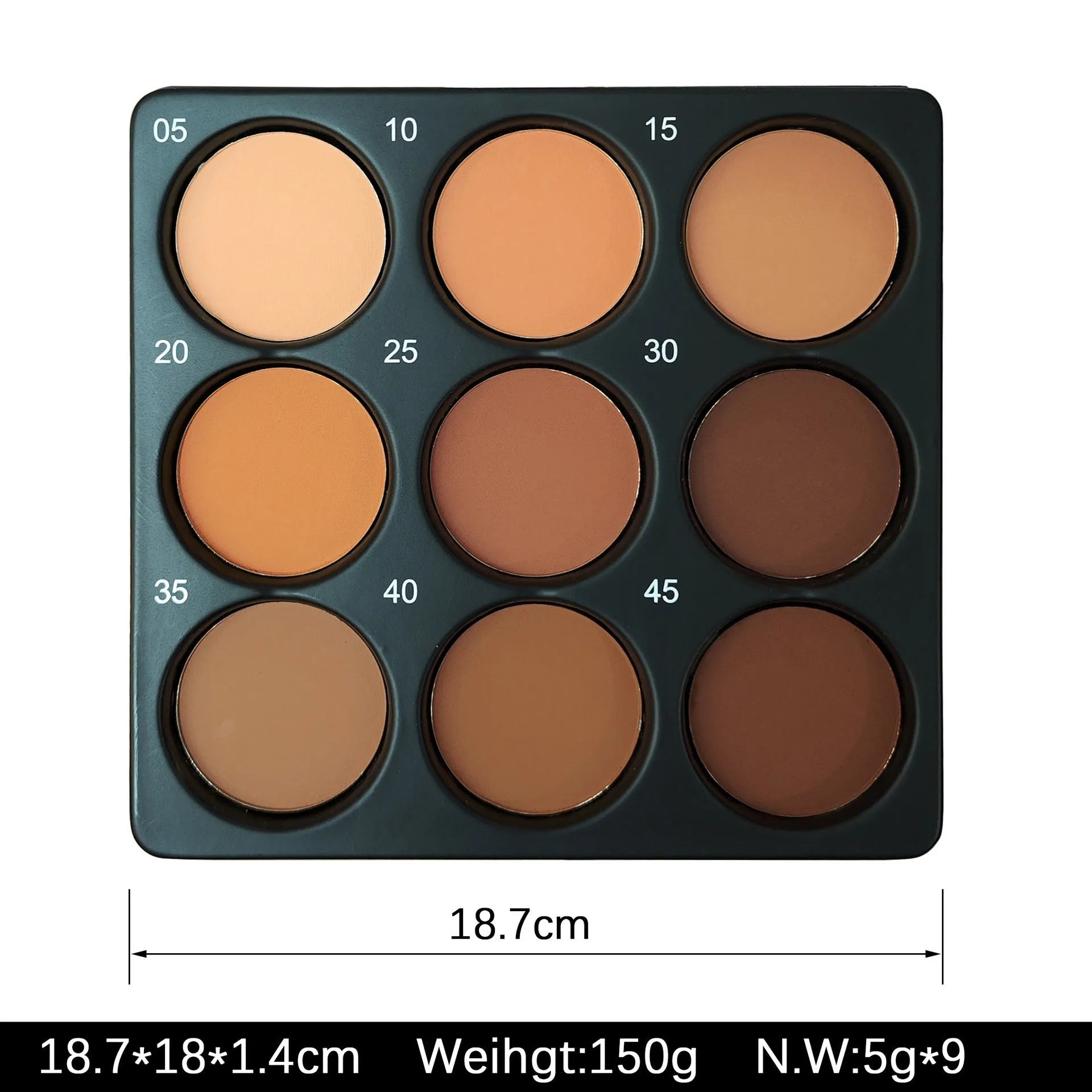 Open 9-colour dark matte eyeshadow palette with repair disk, for punk and fashion makeup styles.