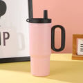 Large capacity insulated straw cup with handle in multiple colour options for DIY drinks