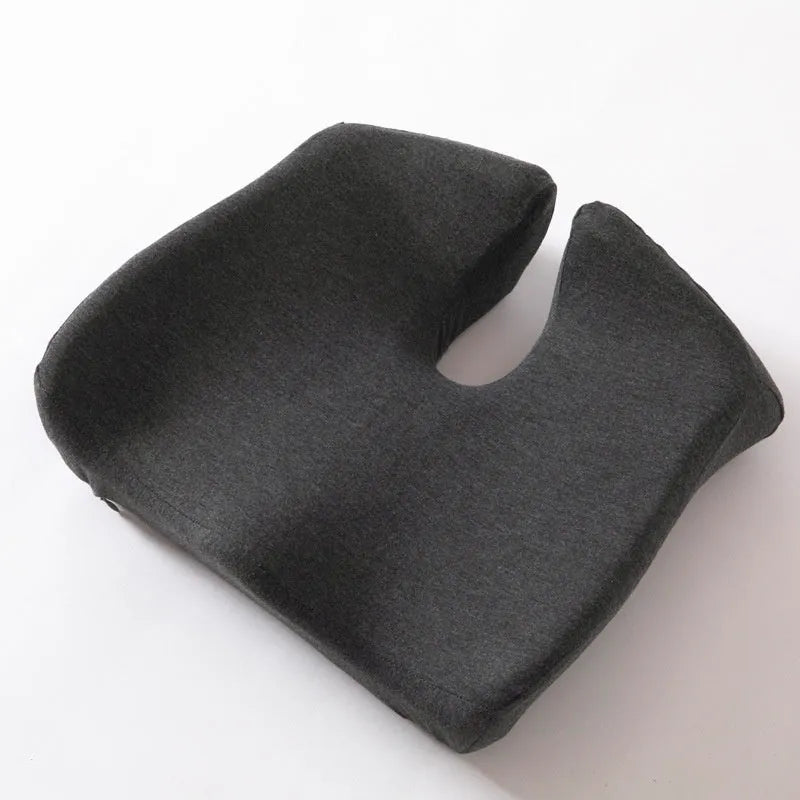 Memory foam office chair cushion for waist support in dark grey colour.
