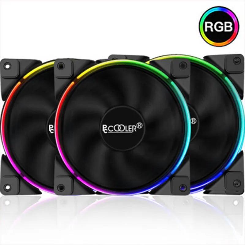 Three black 12cm RGB PC case fans with hydraulic bearing, 120mm x 120mm size
