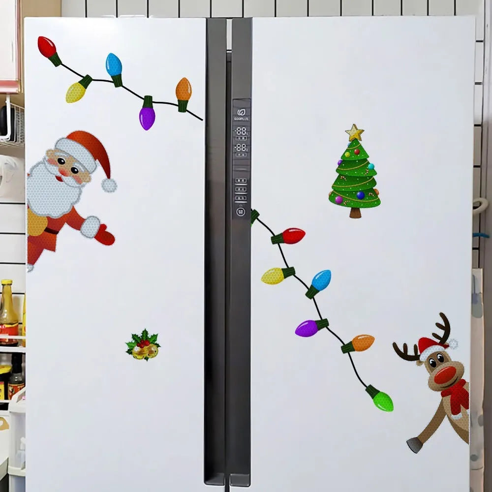 Medium cartoon Christmas elk magnetic car sticker with reflective threads