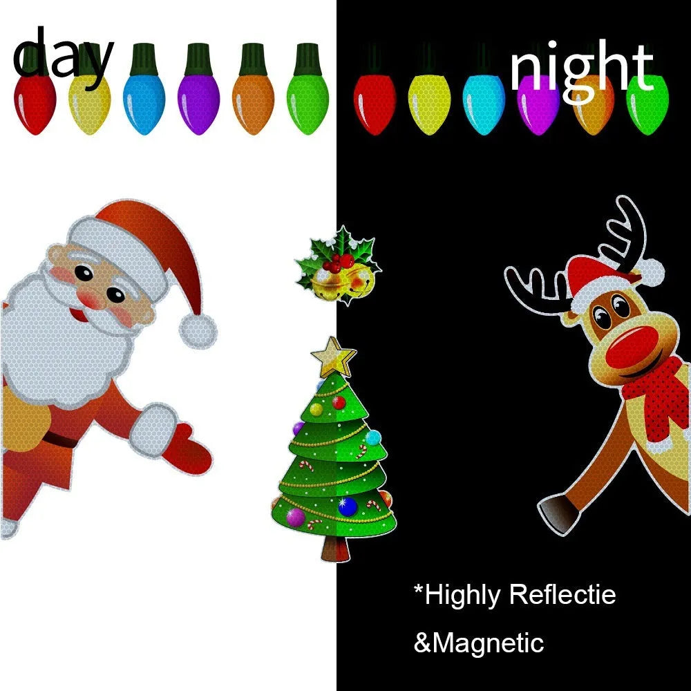 Medium cartoon Christmas elk magnetic car sticker with reflective threads