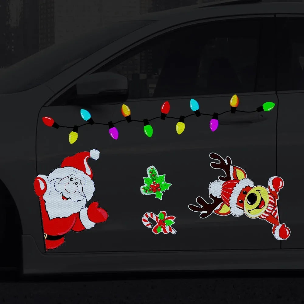 Christmas elk reflective magnetic sticker in RFM026 colour with 6 threads cartoon pattern