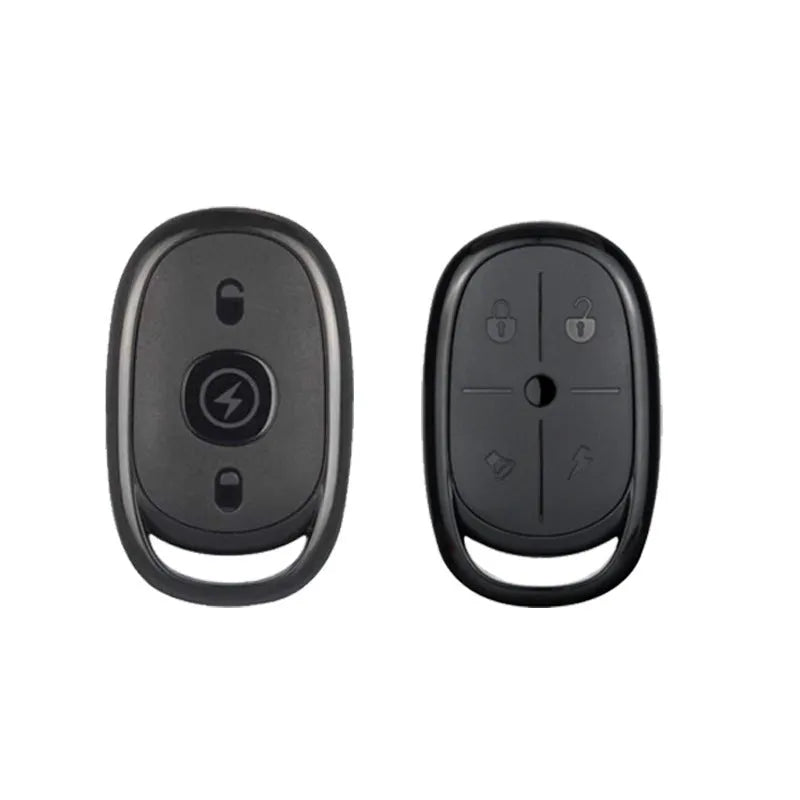 Compact black ABS plastic wireless remote control for electric cars with buttons.