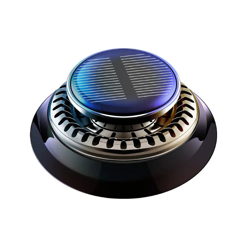 Black solar-powered electromagnetic de-icing device for car dashboard decoration measuring 84mm wide