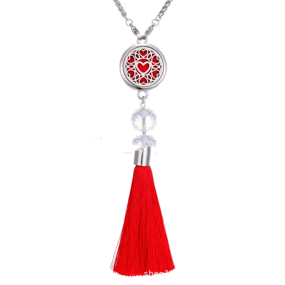 Alloy car aromatherapy pendant diffuser hanging from rear-view mirror with 50cm chain