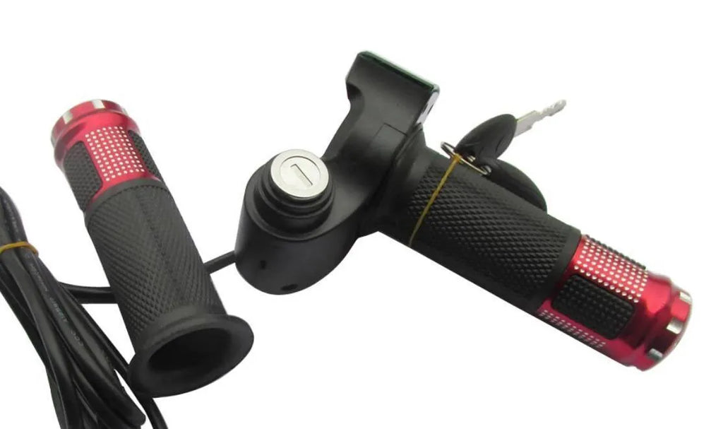 Electric vehicle handlebar replacement section showing 5-core wire connection and multiple colour options