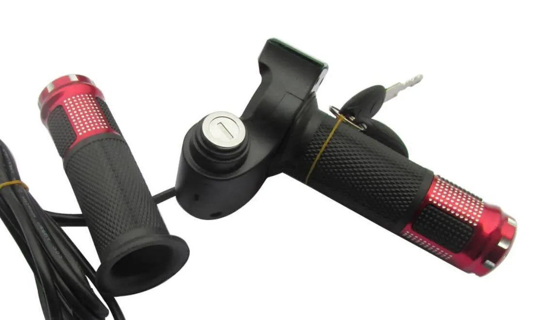 Electric vehicle handlebar replacement section showing 5-core wire connection and multiple colour options