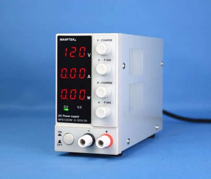 White adjustable DC power supply for mobile phone and notebook repair with digital displays