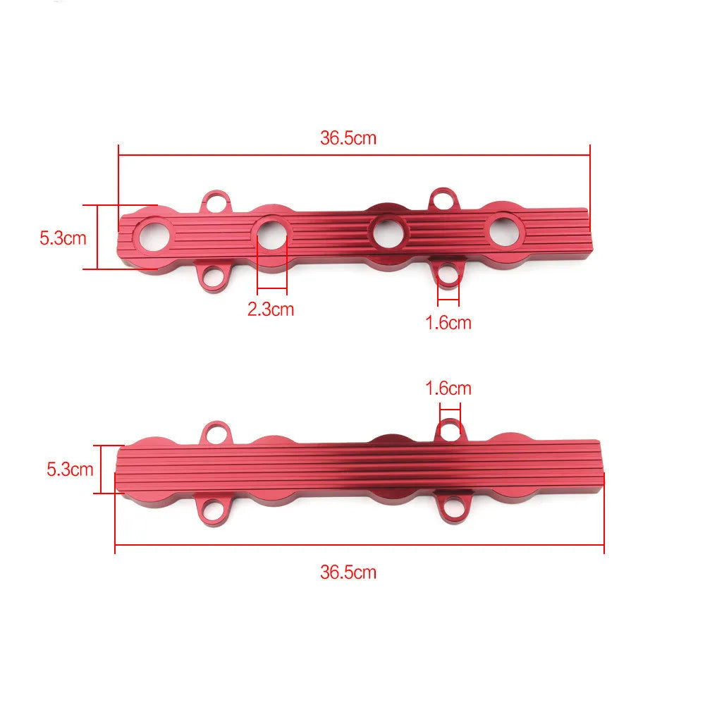Aluminium alloy engine hood shown in blue, red, and silver colour options.