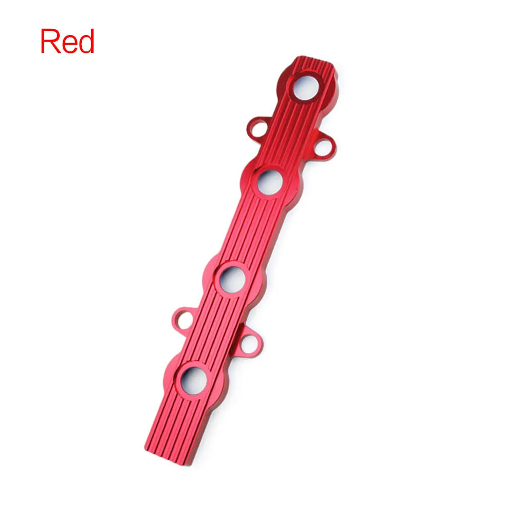 Aluminium alloy engine hood shown in blue, red, and silver colour options.