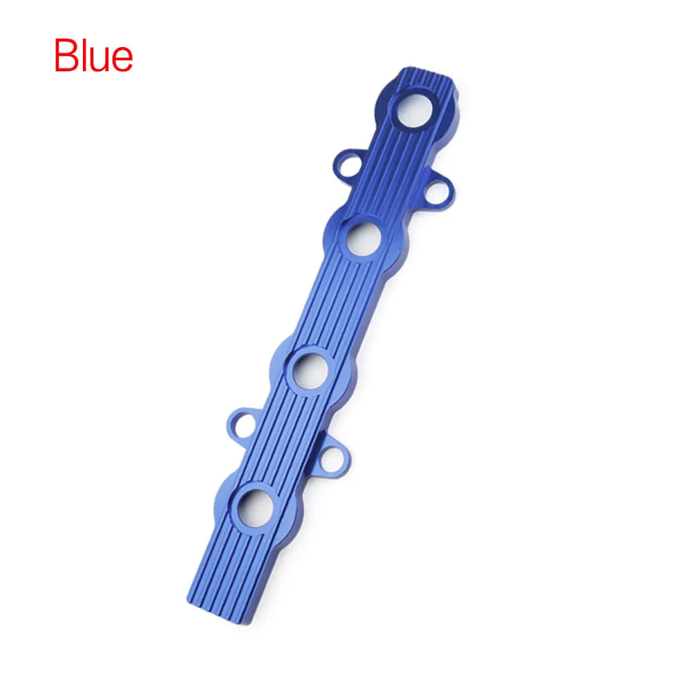 Aluminium alloy engine hood shown in blue, red, and silver colour options.